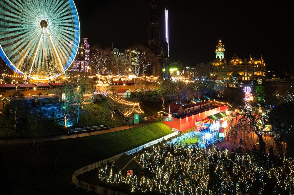Edinburgh's Christmas in East Princes Street Gardens at night