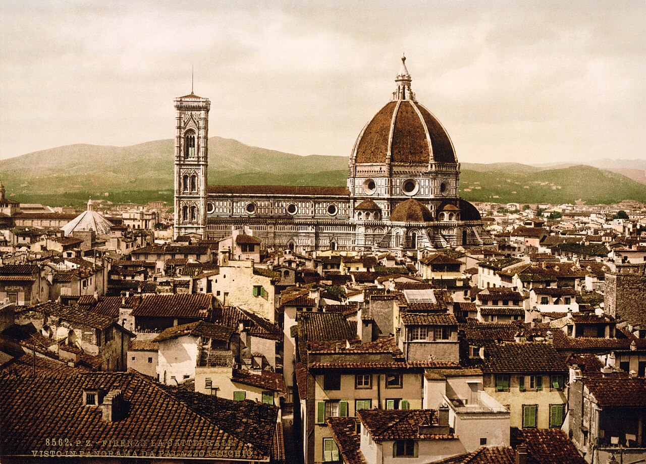 Florence cathedral dome (Duomo) rising above terracotta rooftops