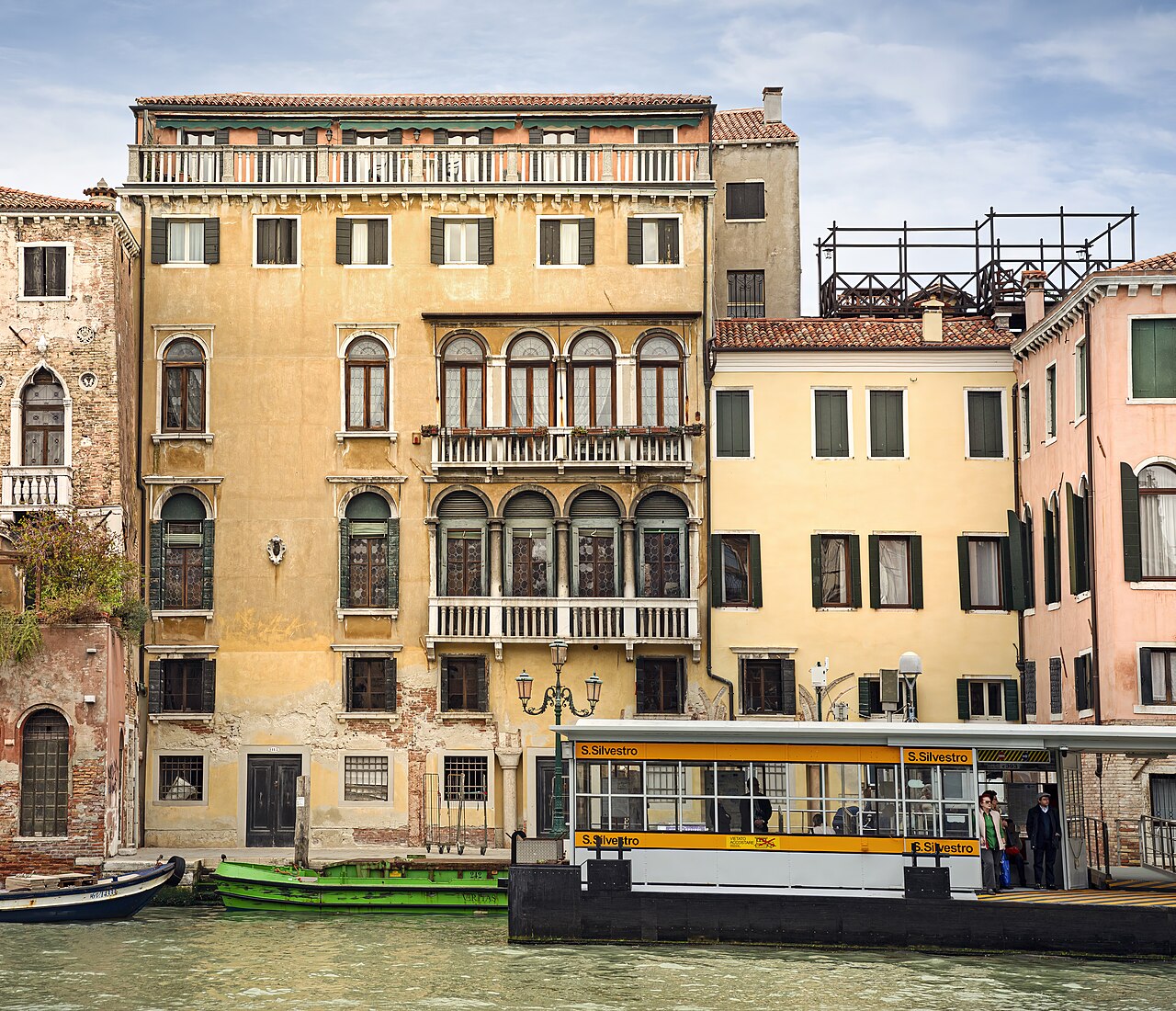 Gondola on a narrow Venice canal