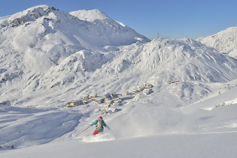 Freerider above St. Christoph am Arlberg in the St. Anton ski area, February 2016
