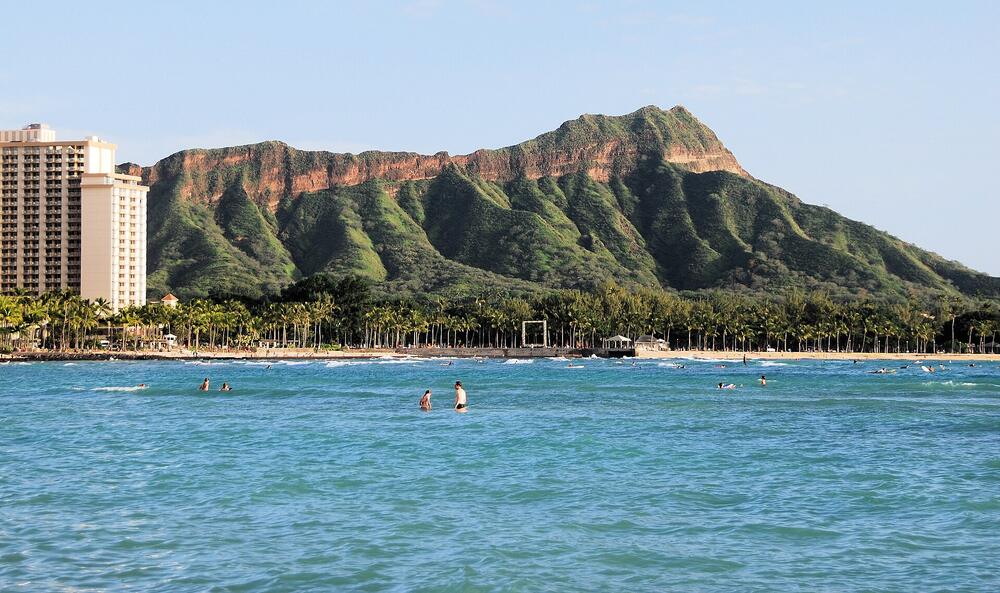 Diamond Head from Waikiki Beach, Honolulu (December)