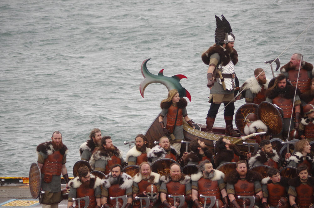 The Jarl Squad aboard their galley at Lerwick Up Helly Aa, January