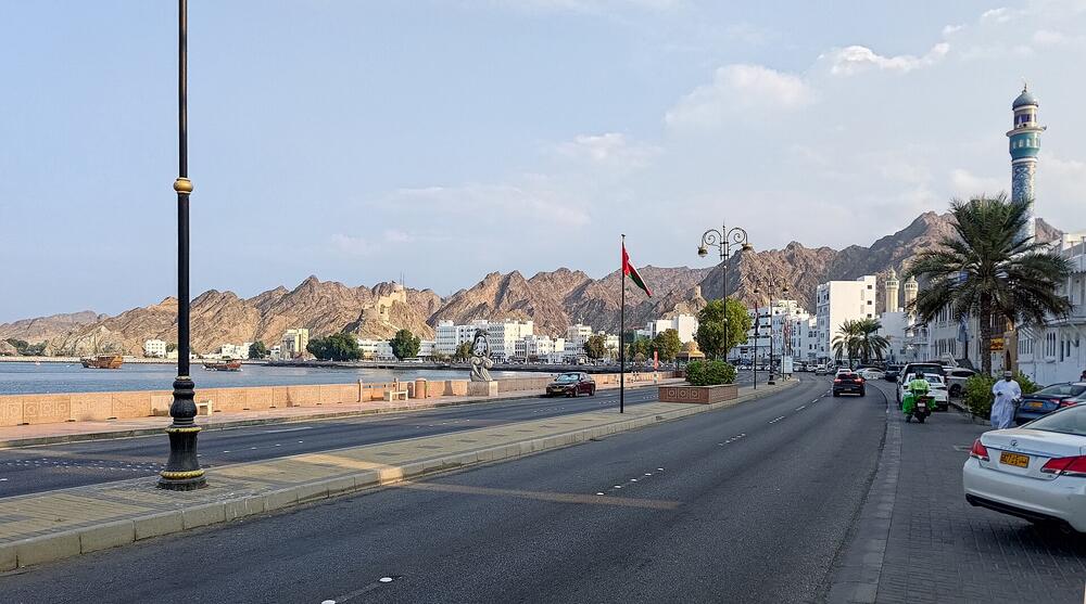 Muttrah Corniche with the Hajar Mountains behind