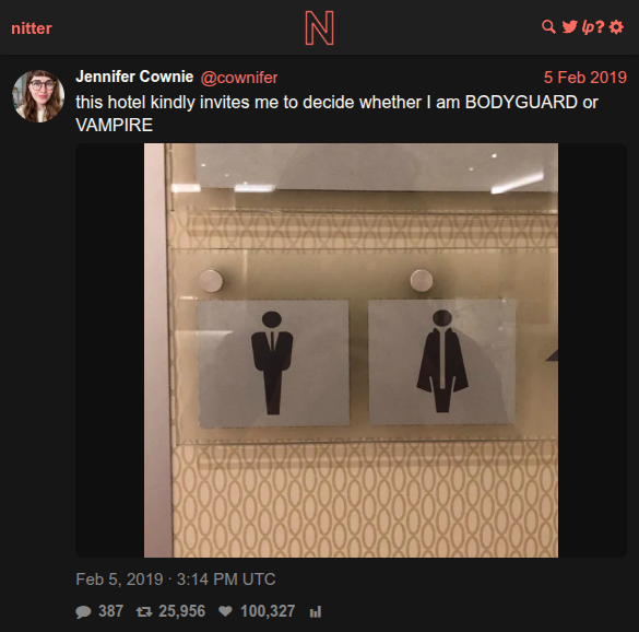 @cownifer tweet about confusing hotel shower