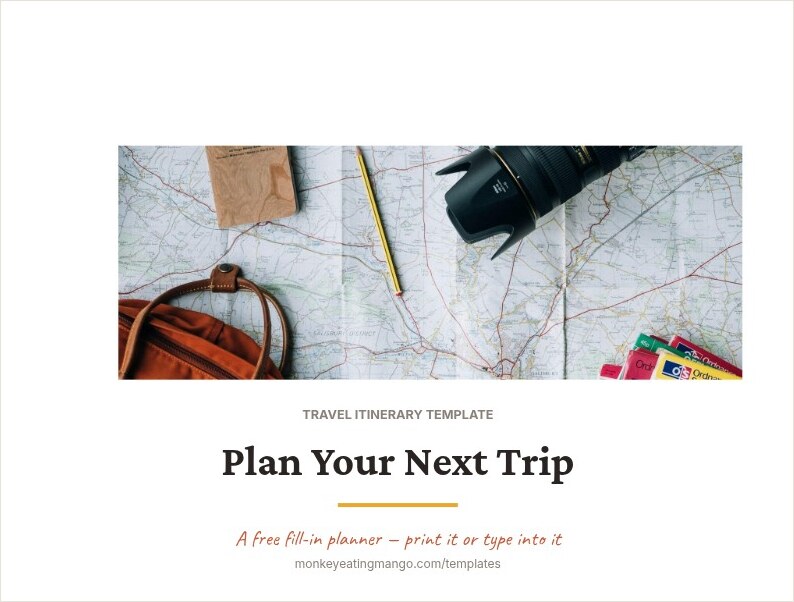 Google Docs travel itinerary template